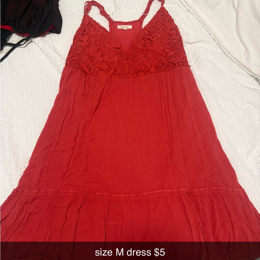 Red Lace Trim Dress